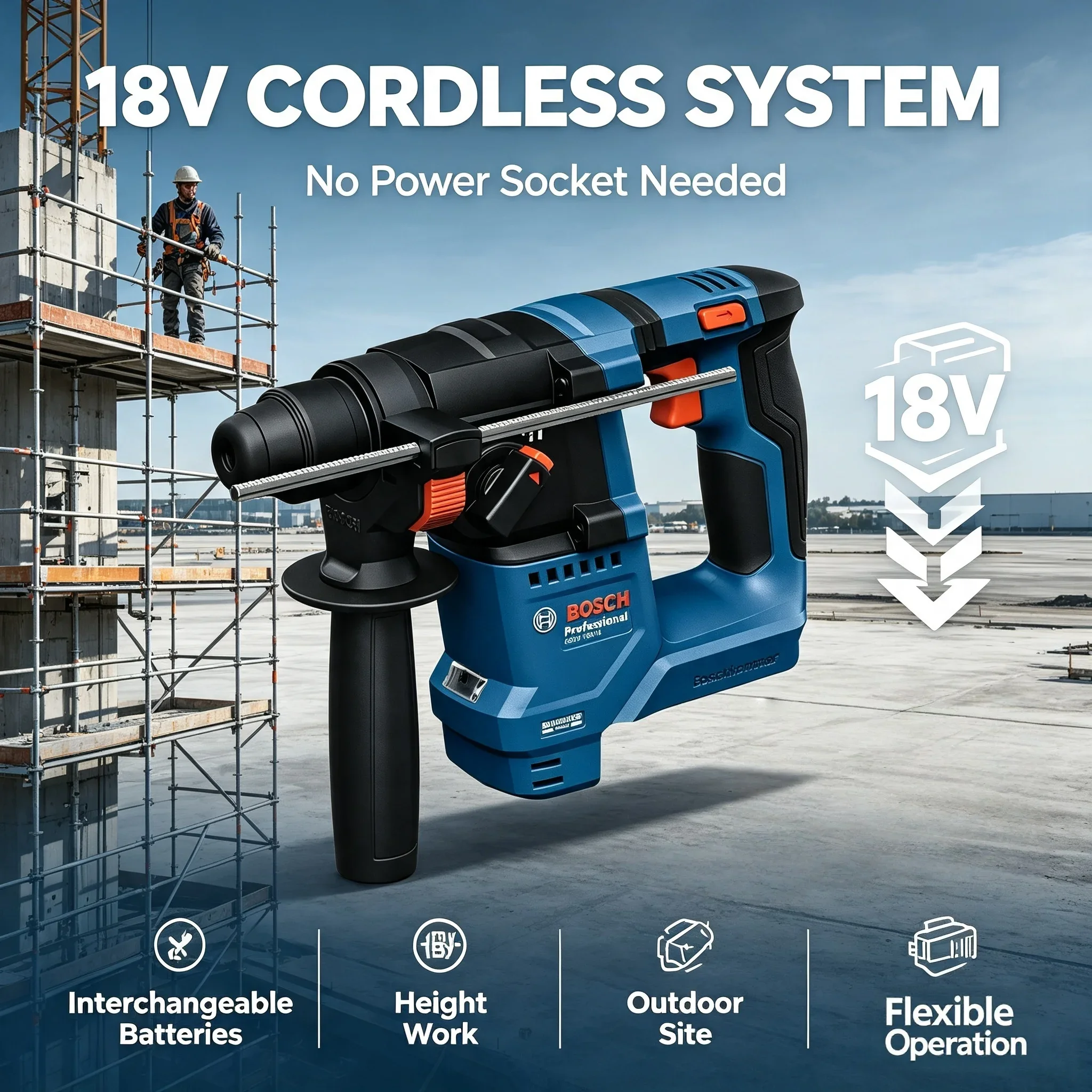 Bosch GBH 18V-18 Cordless Rota - đánh giá và giá Power Tools Professional